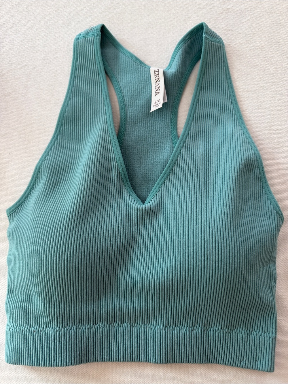 ZENNANA Ribbed Racerback Crop Top Teal